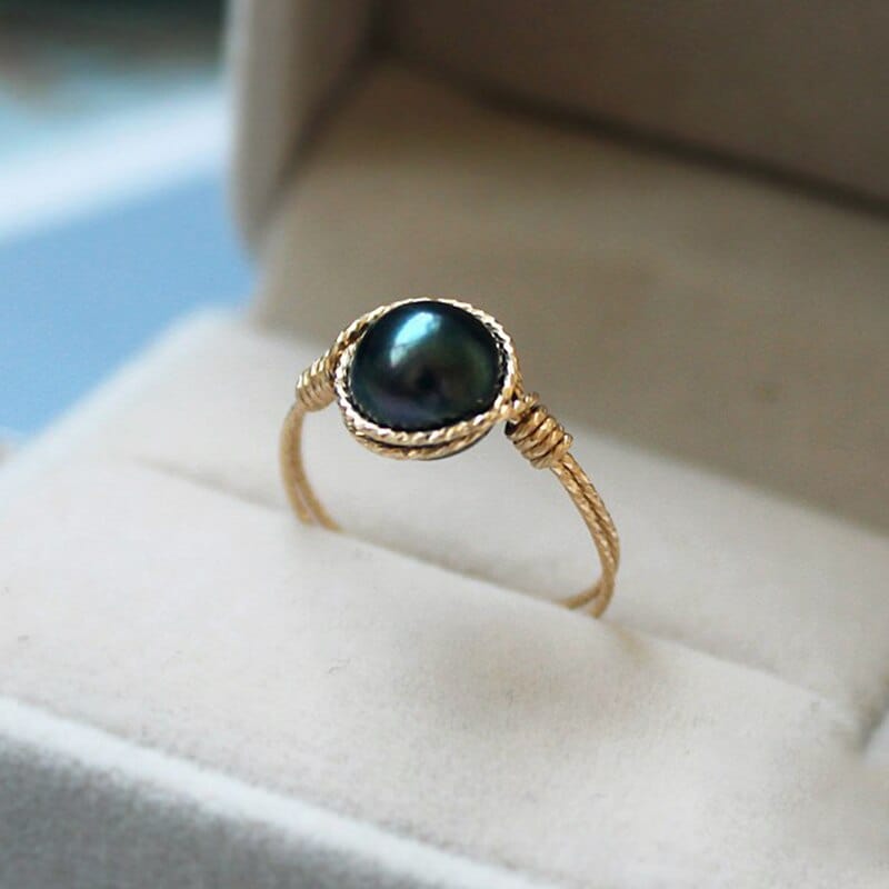 14K Gold Filled Natural black Pearl Ring - east2cart.uk