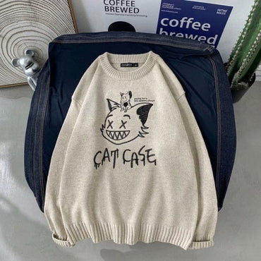 Funny Cat Streetwear Loose Sweater