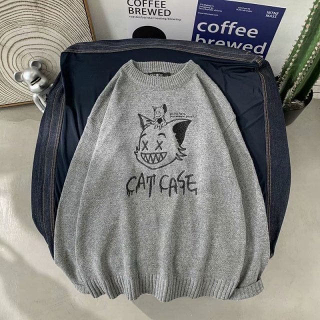 Funny Cat Streetwear Loose Sweater