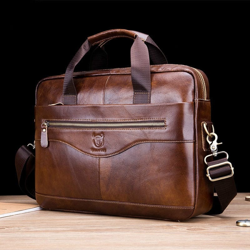 Men's Cowhide Leather Briefcase Mens Genuine Leather Handbags Crossbody Bags High Quality Luxury Business Messenger Bags Laptop - east2cart.uk