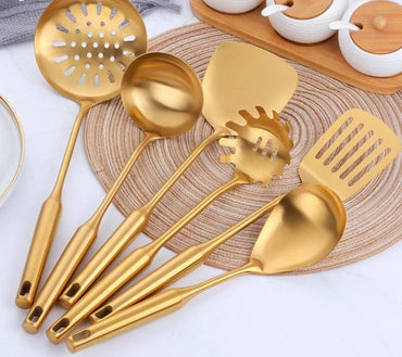 Stainless Steel Gold Coloured Kitchen Utensils Set