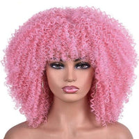 Short Afro Kinky Curly Wigs With Bangs For Black Women Blonde Mixed Brown Synthetic Cosplay African Wigs Heat Resistant Lizzy - east2cart.uk