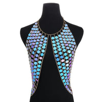 Lacteo Sexy Metal Sequin Body Chain Jewelry for Women Fashion Underwear Belly Chain Cage Chest Bra Bikini Female Gifts - east2cart.uk