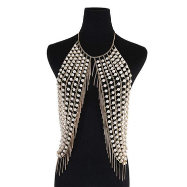 Lacteo Sexy Metal Sequin Body Chain Jewelry for Women Fashion Underwear Belly Chain Cage Chest Bra Bikini Female Gifts - east2cart.uk