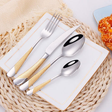 Stainless Steel Gold Plated Cutlery Dinnerware Set