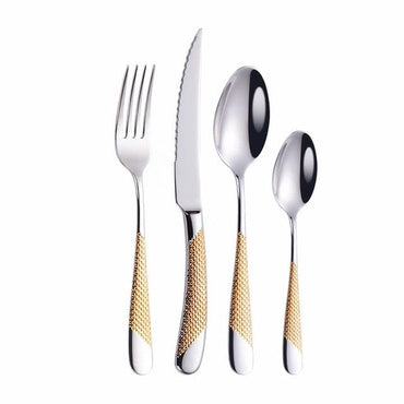 Stainless Steel Gold Plated Cutlery Dinnerware Set