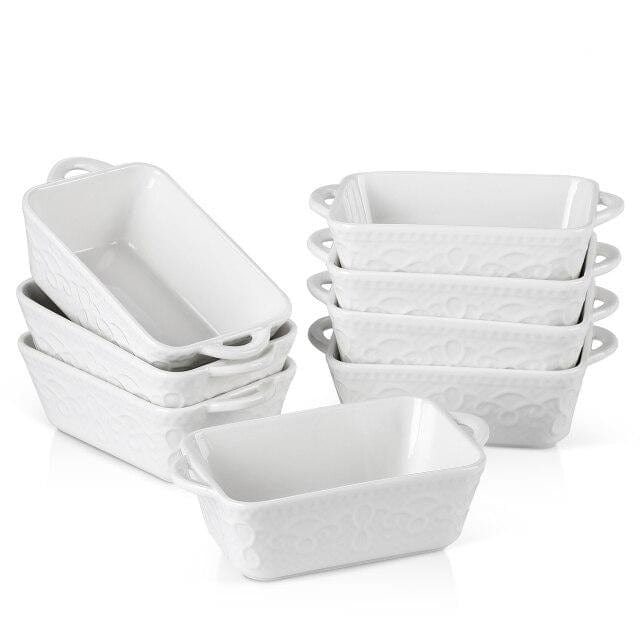 4/8-Piece White Ceramic Baking Dishes