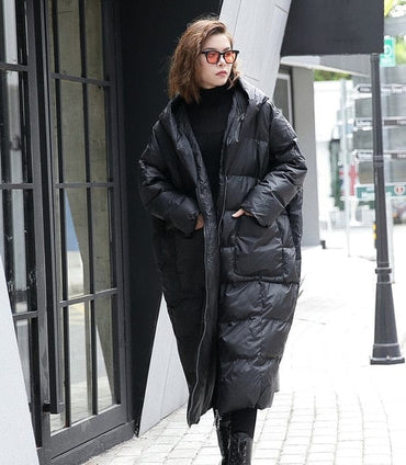 Black Cotton Padded Warm Loose Parka