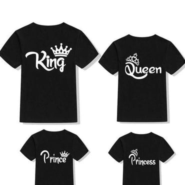 Family Matching KING QUEEN Letter Printing T-Shirts