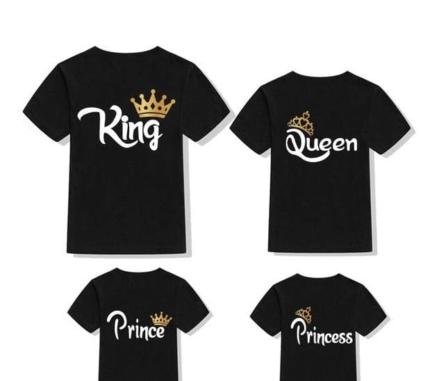 Family Matching KING QUEEN Letter Printing T-Shirts