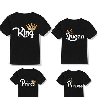 Family Matching KING QUEEN Letter Printing T-Shirts