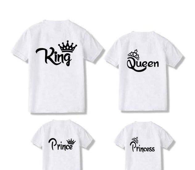 Family Matching KING QUEEN Letter Printing T-Shirts