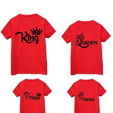 Family Matching KING QUEEN Letter Printing T-Shirts