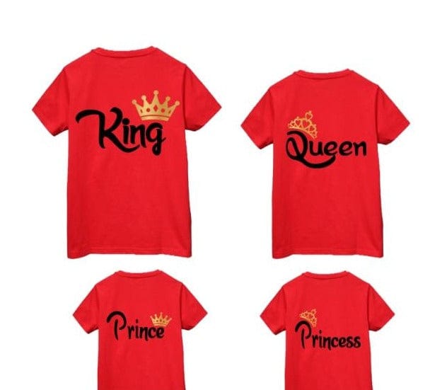 Family Matching KING QUEEN Letter Printing T-Shirts