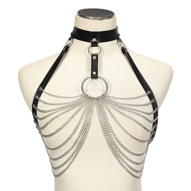 Goth Leather Body Harness Chain Jewellery - east2cart.uk