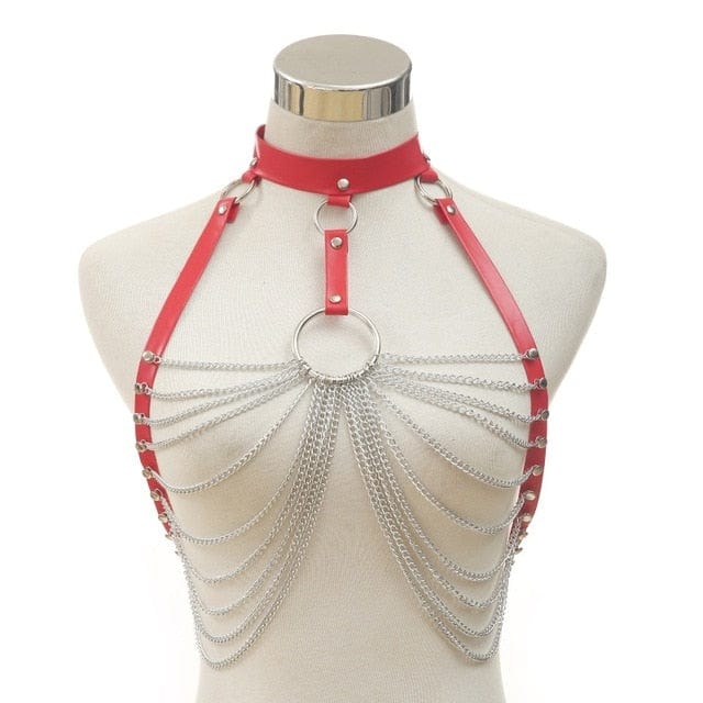 Goth Leather Body Harness Chain Jewellery - east2cart.uk