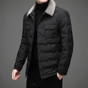 Men Windbreaker With Fur Collar Winter Jacket