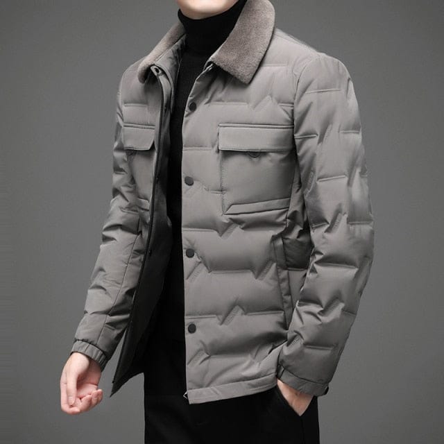 Men Windbreaker With Fur Collar Winter Jacket