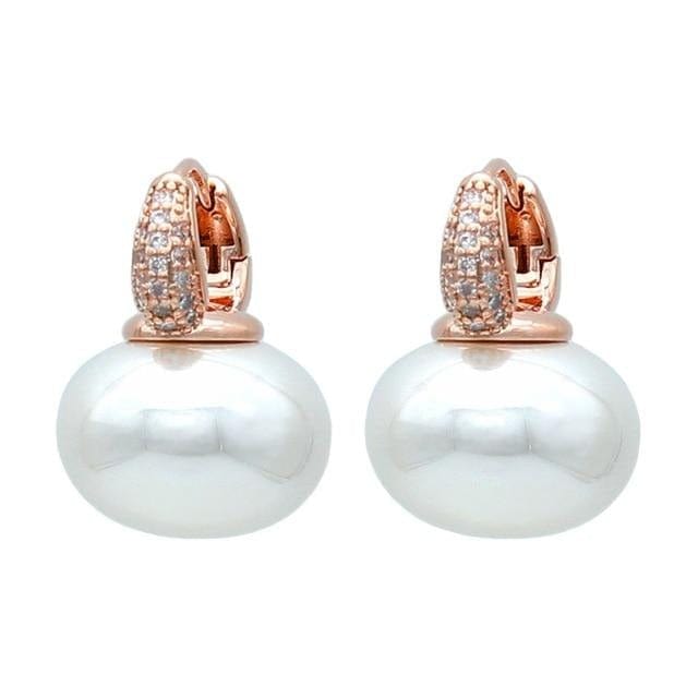 S&Z DESIGN New Fashion Bread Round Big Pearl Dangle Earrings For Women Wedding Jewelry Gift Temperament Cubic Zirconia Eardrop - east2cart.uk