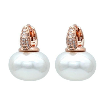 S&Z DESIGN New Fashion Bread Round Big Pearl Dangle Earrings For Women Wedding Jewelry Gift Temperament Cubic Zirconia Eardrop - east2cart.uk