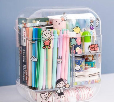 Large Capacity Pencil Storage Case Container Makeup Organizer Box Desktop Sundries Storage Box Stationery Box School - east2cart.uk