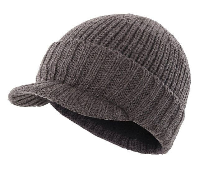 Winter Warm Knitted Cap with Visor