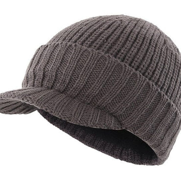 Winter Warm Knitted Cap with Visor