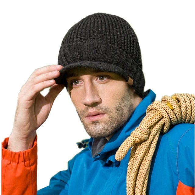 Winter Warm Knitted Cap with Visor