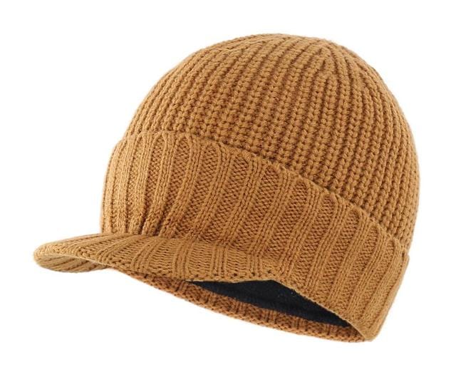 Winter Warm Knitted Cap with Visor