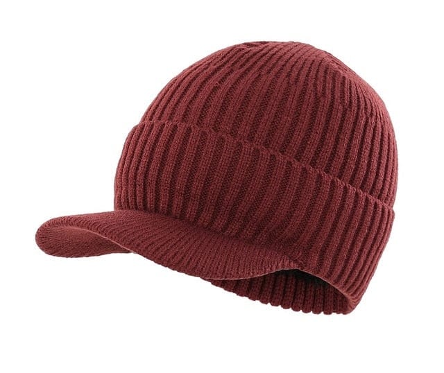 Winter Warm Knitted Cap with Visor