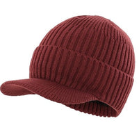 Winter Warm Knitted Cap with Visor