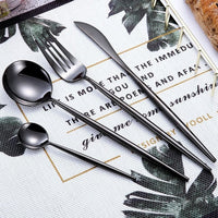 Mirror Silver Cutlery Stainless Steel Fork Knives Spoons Dinnerware Set Portable Kitchen Tableware Set Bright Silver Cutlery Set - east2cart.uk