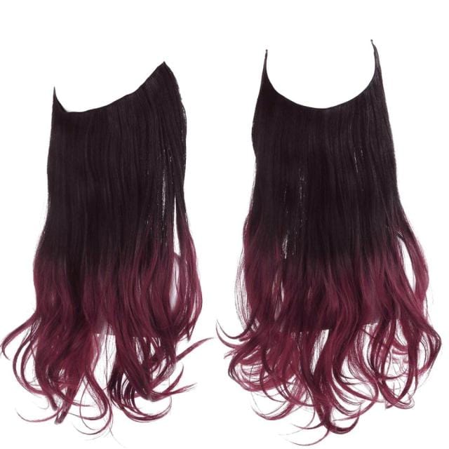 SARLA Natural Synthetic Halo Hair Extensions No Clip In Artificial Fake Ombre Blonde Brown Black Pink Red Wavy False Hair Piece - east2cart.uk