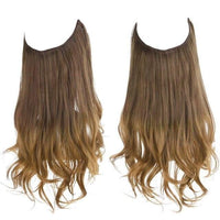 SARLA Natural Synthetic Halo Hair Extensions No Clip In Artificial Fake Ombre Blonde Brown Black Pink Red Wavy False Hair Piece - east2cart.uk