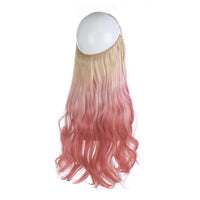 SARLA Natural Synthetic Halo Hair Extensions No Clip In Artificial Fake Ombre Blonde Brown Black Pink Red Wavy False Hair Piece - east2cart.uk
