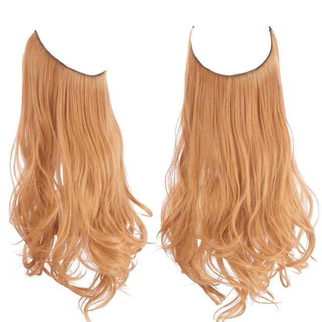 SARLA Natural Synthetic Halo Hair Extensions No Clip In Artificial Fake Ombre Blonde Brown Black Pink Red Wavy False Hair Piece - east2cart.uk