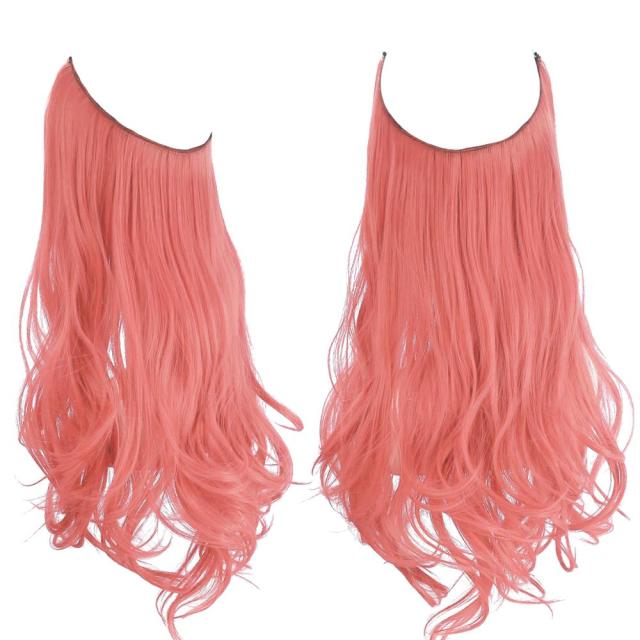 SARLA Natural Synthetic Halo Hair Extensions No Clip In Artificial Fake Ombre Blonde Brown Black Pink Red Wavy False Hair Piece - east2cart.uk