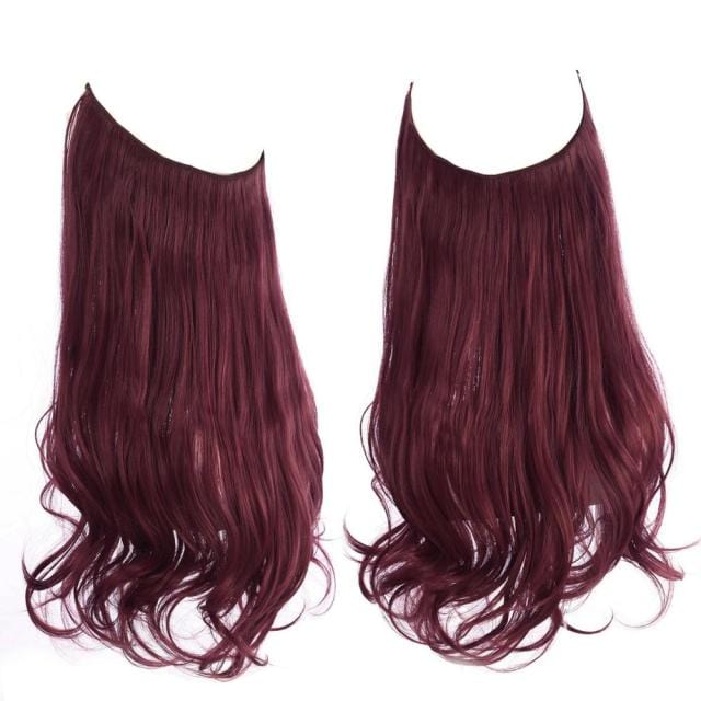 SARLA Natural Synthetic Halo Hair Extensions No Clip In Artificial Fake Ombre Blonde Brown Black Pink Red Wavy False Hair Piece - east2cart.uk