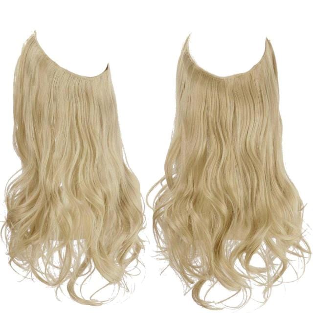 SARLA Natural Synthetic Halo Hair Extensions No Clip In Artificial Fake Ombre Blonde Brown Black Pink Red Wavy False Hair Piece - east2cart.uk