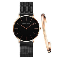 Women Watch 1 set Bracelet Japan Quartz Movement Simple Waterproof Rose Gold Stainless Steel Mesh Ladies watch relogio feminino - east2cart.uk