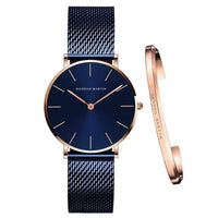 Women Watch 1 set Bracelet Japan Quartz Movement Simple Waterproof Rose Gold Stainless Steel Mesh Ladies watch relogio feminino - east2cart.uk