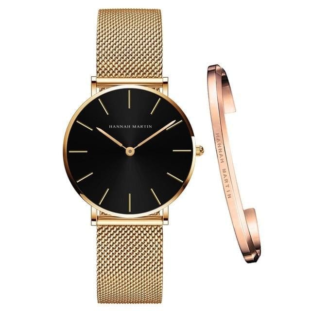 Women Watch 1 set Bracelet Japan Quartz Movement Simple Waterproof Rose Gold Stainless Steel Mesh Ladies watch relogio feminino - east2cart.uk