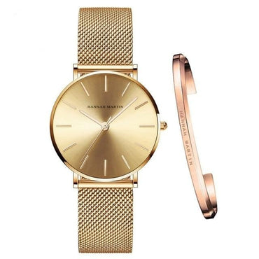 Women Watch 1 set Bracelet Japan Quartz Movement Simple Waterproof Rose Gold Stainless Steel Mesh Ladies watch relogio feminino - east2cart.uk