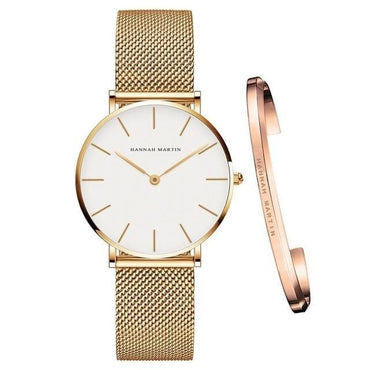 Women Watch 1 set Bracelet Japan Quartz Movement Simple Waterproof Rose Gold Stainless Steel Mesh Ladies watch relogio feminino - east2cart.uk