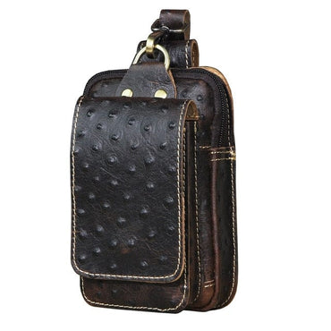 Real Leather men Casual Design Small Waist Bag Cowhide Fashion Hook Bum Bag Waist Belt Pack Cigarette Case 5.5