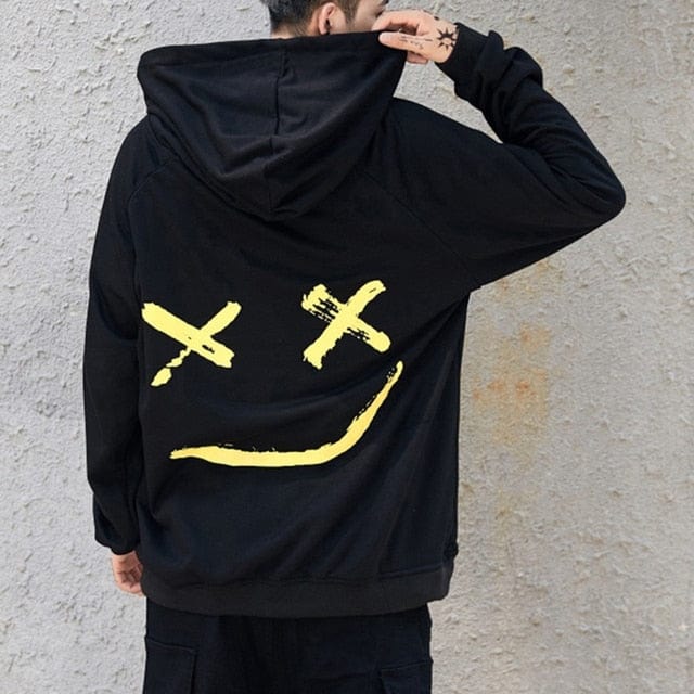 Couples Smile Printed Patchwork Hoodies