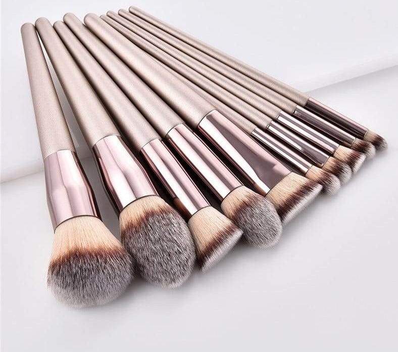 4/10pcs Champagne Makeup Brushes Set - east2cart.uk