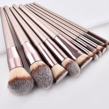 4/10pcs Champagne Makeup Brushes Set - east2cart.uk