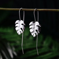 Lotus Fun Real 925 Sterling Silver Creative Handmade Design Fine Jewelry 18K Gold Monstera Leaves Drop Earrings for Women Bijoux - east2cart.uk