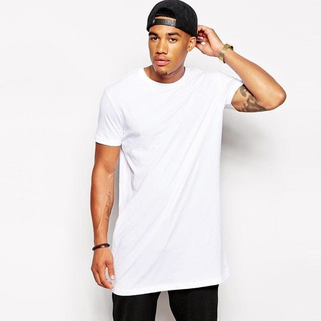 Extra Long Hip Hop White T Shirt